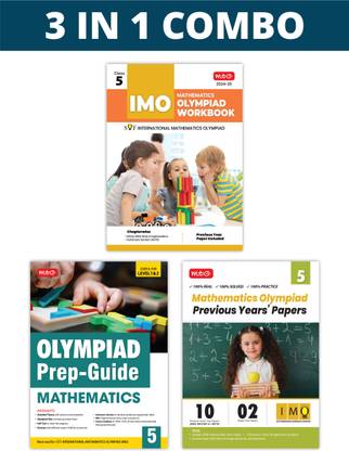 MTG International Mathematics Olympiad (IMO) Workbook, Prep-Guide & Previous Years Papers (PYQs) with Mock Test Paper Class 5 - SOF Olympiad Books For 2024-25 Exam (Set of 3 Books)