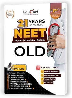 NEET 21 Years Solved Papers 2003-2023 (Physics, Chemistry and Biology) for 2024 Exam (with NCERT Related theory & Mnemonics introduced)  - NEET Solved Papers
Neet Books
Neet Previous Year Question