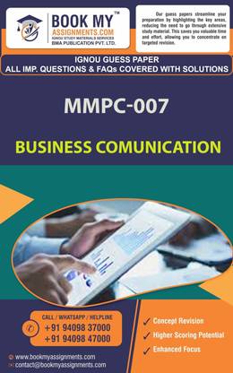 IGNOU MMPC 007 Business Communication | Guess Paper| Important Question Answer | Master of Business Administration – Human Resource Management (MBAHM)