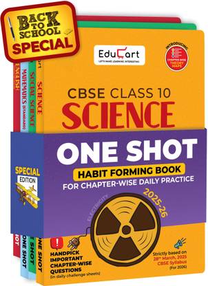 Educart One-shot CBSE Class 10 Question Bank 2025-26 Bundle - Science, Mathematics, Social Science and English on New Syllabus 2026 (Strictly for Boards Exam)