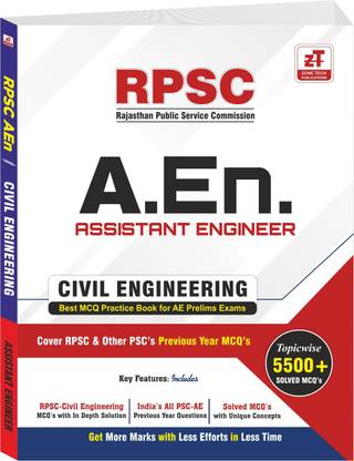 RPSC Assistant Engineer (AEn) Prelims :CIVIL Engineering 5500+ MCQ Best Practice Book Includes All India AEn Exam Previous Year Solved Questions  - All India Assistant Engineer-AEn CIVIL ENGINEERING MCQ Objective Book with Previous Year Solved Questions