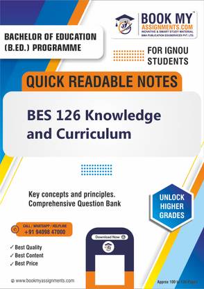 IGNOU BES 126 Knowledge and Curriculum Quick Readable Notes for Academic Success - Featuring High-Quality 80 GSM A4 Paper for Clear and Sharp Prints, Perfect for Students - English Edition