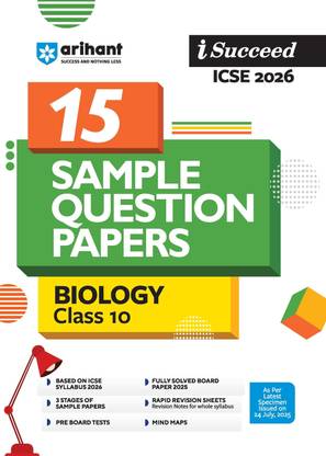 Arihant i-Succeed ICSE Sample Question Papers 2026 Biology Class 10 | 15 Sample Question Papers | 3 Stages of Papers | Rapid Revision Sheets | Pre-Board Tests | Mind Maps | Fully Solved Board Paper 2025