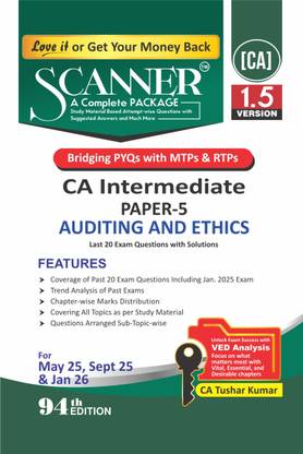 Auditing and Ethics (Paper 5 | CA Intermediate | Gr. II) Scanner - Including questions and solutions | Applicable for May 25, Sept 25 & Jan 26 Exam | Green Edition