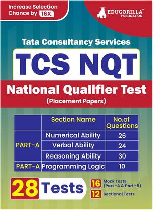 TCS NQT 2024 : National Qualifier Test - 16 Mock Tests (Part A and B) and 12 Sectional Tests (1000 Solved Questions) with Free Access to Online Tests  - .