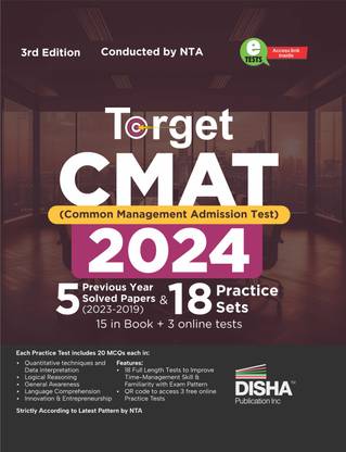 Target CMAT (Common Management Admission Test) 2024 - 5 Previous Year (2023 - 2019) Solved Papers & 18 Practice Sets (15 in Book & 3 Online Tests) 3rd Edition