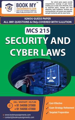 IGNOU Security and Cyber Laws MCS 215 | Guess Paper| Important Question Answer |