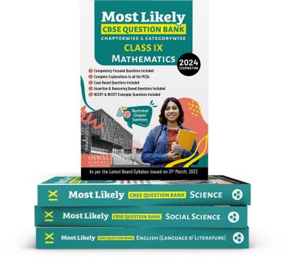 Oswal-Gurukul Most Likely CBSE Question Bank Class 9 Bundles (Set Of 4) : Maths, Science, Social Science, English Language & Literature For Exam 2024