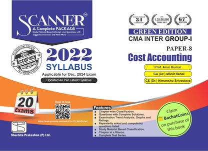 Cost Accounting (Paper 8 | CMA Inter | Gr. I) Scanner - Including questions and solutions | 2022 Syllabus | Applicable for December 2024 Exam Onwards | Green Edition