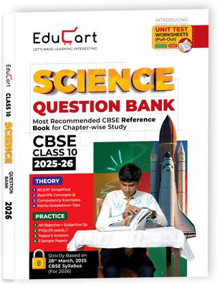 Educart CBSE Question Bank Class 10 Science 2025-26 on new Syllabus 2026 (Introducing Unit Test Worksheets)