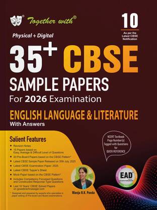 Together with 35+ CBSE Sample Papers Class 10 English Language &Literature for 2026 Board Exam | EAD series in Physical + Digital edition includes Solved & unsolved Papers with CBQs & Topper’s Answer Sheet