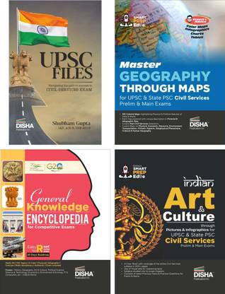 Disha's Smart Prep Edge Combo (set of 4 Books) - UPSC Files with Geography through Maps, Indian Art & Culture & General Knowledge Encyclopaedia for Civil Services IAS Prelim & Main Exams