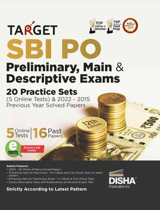 Target Sbi Po Preliminary, Main & Descriptive Exams - 20 Practice Sets (5 Online Tests) & 2022 - 2015 Previous Year Solved Papers
