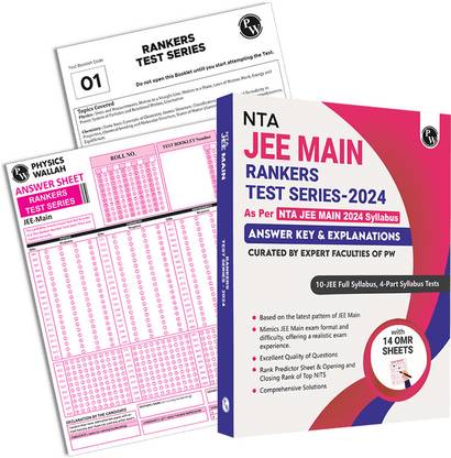 PW NTA JEE MAIN Rankers Test Series - 2024 with Latest Pattern | 10 Full Syllabus + 4 Part Syllabus (Class 11th & 12th) | OMR Sheet, Detailed Solutions, Rank Predictor, State-wise College Cut-off