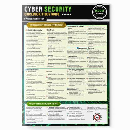 Cyber Security Quick Book 2025 | Laminated Cheatsheet Reference Guide (Free Hacking Course & Tools)