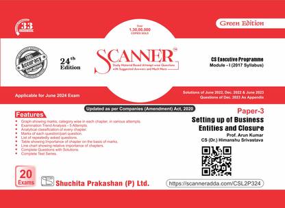 Scanner CS Executive Programme Module-I Paper-3 Setting up of Business Entities and Closure