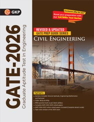 GKP GATE 2026 : Civil Engineering - Guide | Solved Papers from 2023 to 2025| 3 Mock Tests| MSQ Bank| General Aptitude & Engineering Mathematics