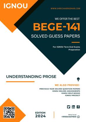 IGNOU BEGE 141 Solved Guess Paper with Important Questions For IGNOU Term End Exam Preparations  - Get the PDF of this book at Rs. 49, WhatsApp us at +919354637830, or visit our website shrichakradhar.com