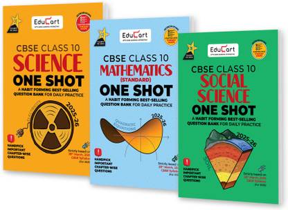 Educart One-shot CBSE Class 10 Question Bank 2025-26 Bundle - Science, Mathematics and Social Science on New Syllabus 2026 (Strictly for Boards Exam)