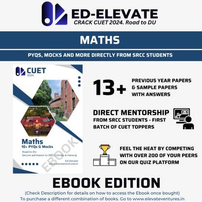 CUET 2024 Books Maths | CUET Maths UG Previous Years Papers and Model Papers With Answers | Get CUET Maths Concept King Mentorship | CUET UG 2024 Book Entrance Exam | Based on NCERT Class 12 & Maths Rs Aggarwal Standard | 38