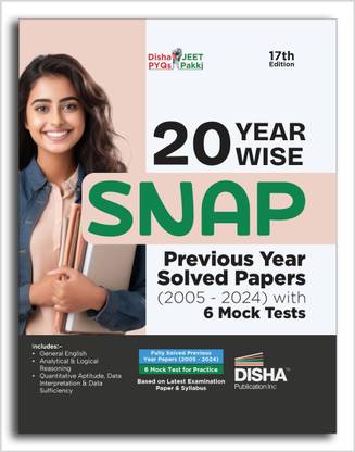 20 Year-wise SNAP Previous Year Solved Papers (2005 - 2024) with 6 Mock Tests 17th Edition | PYQs Question Bank | Quantitative Aptitude, Verbal Ability, Reading Comprehension & Reasoning
