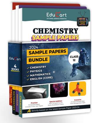 Educart CBSE Class 12 Sample Papers Bundle - Physics, Maths, Chemistry & English 2023-24 (Introducing Revision Maps and Past Year Papers) 2024  - sample paper class 12 2024
