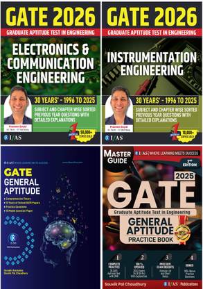 Gate Electronics and Communication, Instrumentation , General Aptitude (Theory & Practice)  - 2026 [Set of 4 Books] | Previous Years Solved Question Papers | Chapter wise PYQ Question Bank Sorted with Detailed Explanations | Best Study Material Useful for Electronics and Communication & Instrumentation Engineering Examinations in India | IFAS Publications