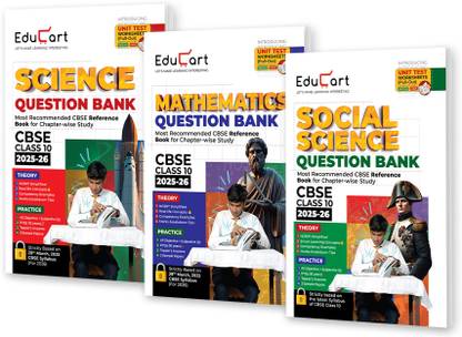 Educart CBSE Question Bank Class 10 Bundle - Science, Mathematics and Social Science on New Syllabus 2025-26 (Introducing Unit Test Worksheets for 2026 Boards)