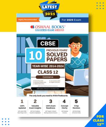 Oswaal CBSE 10 Years Solved Papers Class 12 Commerce -English Core| Mathematics| Accountancy| Economics & Business Studies Book For 2025 Board Exam Paperback, Oswaal Editorial Board|New Latest Edition For 2025-2026