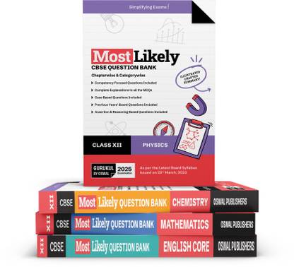 Gurukul by Oswal Most Likely CBSE Question Bank Class 12 Bundles (Set of 4) : Physics, Chemistry, Maths & English for Exam 2025