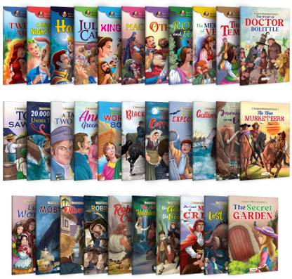 Ultimate Collection of Illustrated Classics : Oliver Twist, Little Women & more Early learning book for kids, Children learning story books, Classic storyset, Toddlers learning book | Pack of 32 Books