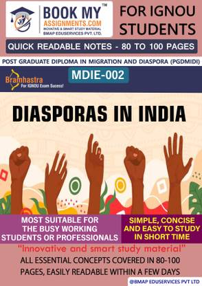 IGNOU MDIE-2 Diasporas in India Quick Readable Notes | Important Topic-wise Conceptual Notes | Post Graduate Diploma in Migration and Diaspora (PGDMIDI)