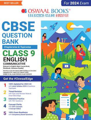 Oswaal CBSE Class 9 English Communicative Question Bank (2024 Exam)