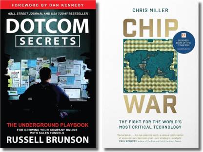 Business Books Collection, Dotcom Secrets: The Underground Playbook for Growing Your Company Online, Chip War: The Fight for the World's Most Critical Technology, Russell Brunson, Chris Miller, Paperback, English