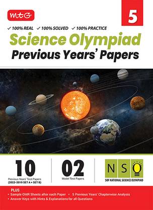 MTG NSO Class-5 Olympiad 10 Previous Years Papers (2023-2019 Set A & B) Science with Mock Test Papers - Sample OMR Sheet with Chapterwise Analysis | SOF Olympiad Books For 2024-25 Exam