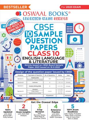 Oswaal Cbse Sample Question Papers Class 10 English Language & Literature Book for 2023 Board Exam