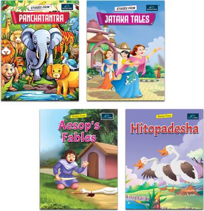 Aesop's Fables  - Moral stories for Kids (Pack of 4) - Aesop's Fable , Jataka Tales , Panchatantra And Hitopadesha