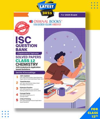 Oswaal ISC Question Bank Chapter-wise Topic-wise Class 12 Chemistry| For 2025 Board Exams Paperback, Oswaal Editorial Board|New Latest Edition For 2025-2026