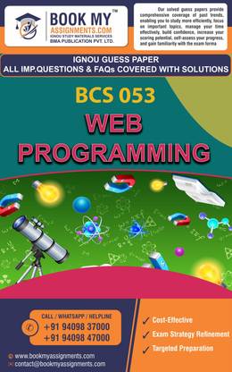 IGNOU BCS 053 Web Programming GUESS PAPER Study Material For IGNOU Students Latest Edition