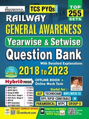 Railway General Awareness Yearwise and Setwise Question Bank 2018 To 2023 Solved Papers Top 255 Sets TCS PYQs (English Medium) (4891)