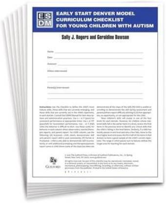 Early Start Denver Model Curriculum Checklist for Young Children with Autism, Set of 15 Checklists, Each a 16-Page Two-Color Booklet