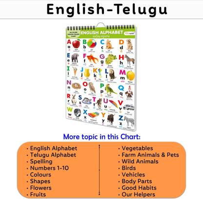GO WOO My First ALL IN ONE SPIRAL CHART ENGLISH-TELUGU : birthday gifts for Kids