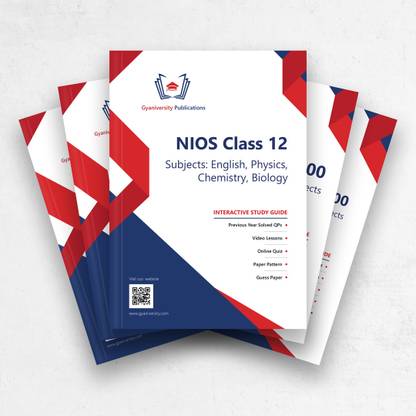 NIOS 12th Class Eng, Phy, Che, Bio Study Guides Combo ( Board)