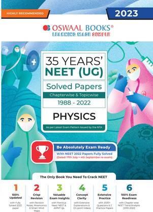 Oswaal 35 Years' NEET UG Solved Papers Chapterwise & Topicwise Physics 1988-2022 (For 2023 Exam)
