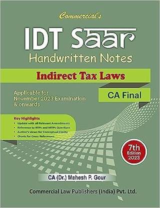 IDT SAAR (indirect Tax Laws) CA Final