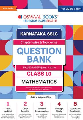 Oswaal Karnataka Sslc Question Bank Class 10 Mathematics Book Chapterwise and Topicwise