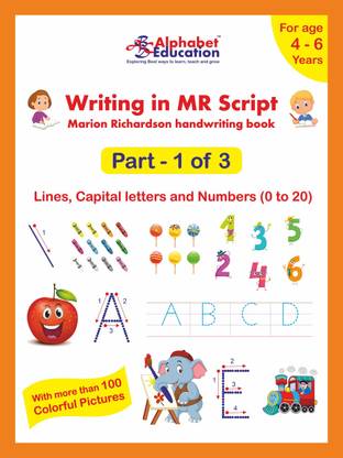 Writing in MR Script - Marion Richardson handwriting book - Part 1 of 3 - Lines, Capital letters and Numbers (0 to 20) - For age 4 to 6 years