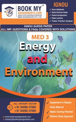 IGNOU MED 003 Energy and Environment | Guess Paper | Important Question Answer |Master of Science (Renewable Energy and Environment) (MSCRWEE)