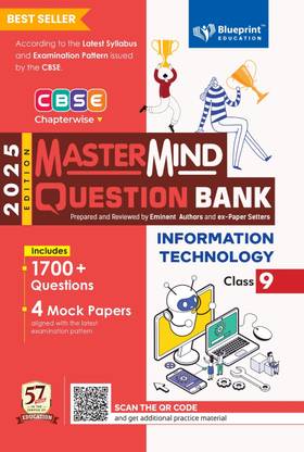 Mastermind CBSE question bank class 9 Information Technology by Blueprint Education  - with CBSE Sample Papers 2024-25 based on New Exam Pattern 50% Competency Based Questions 30% Response Type Questions 20% Constructive Type Questions