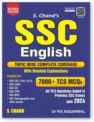 SSC English 7000+ TCS MCQs For SSC CGL, CHSL, GD, CPO, MTS, Stenographer Exams 2024 | Topicwise Coverage | English Language | Vocabulary (Vocab) | Previous year Questions PYQ Upto 2024, Practice Book | S Chand Exam Book 2024 - 2025